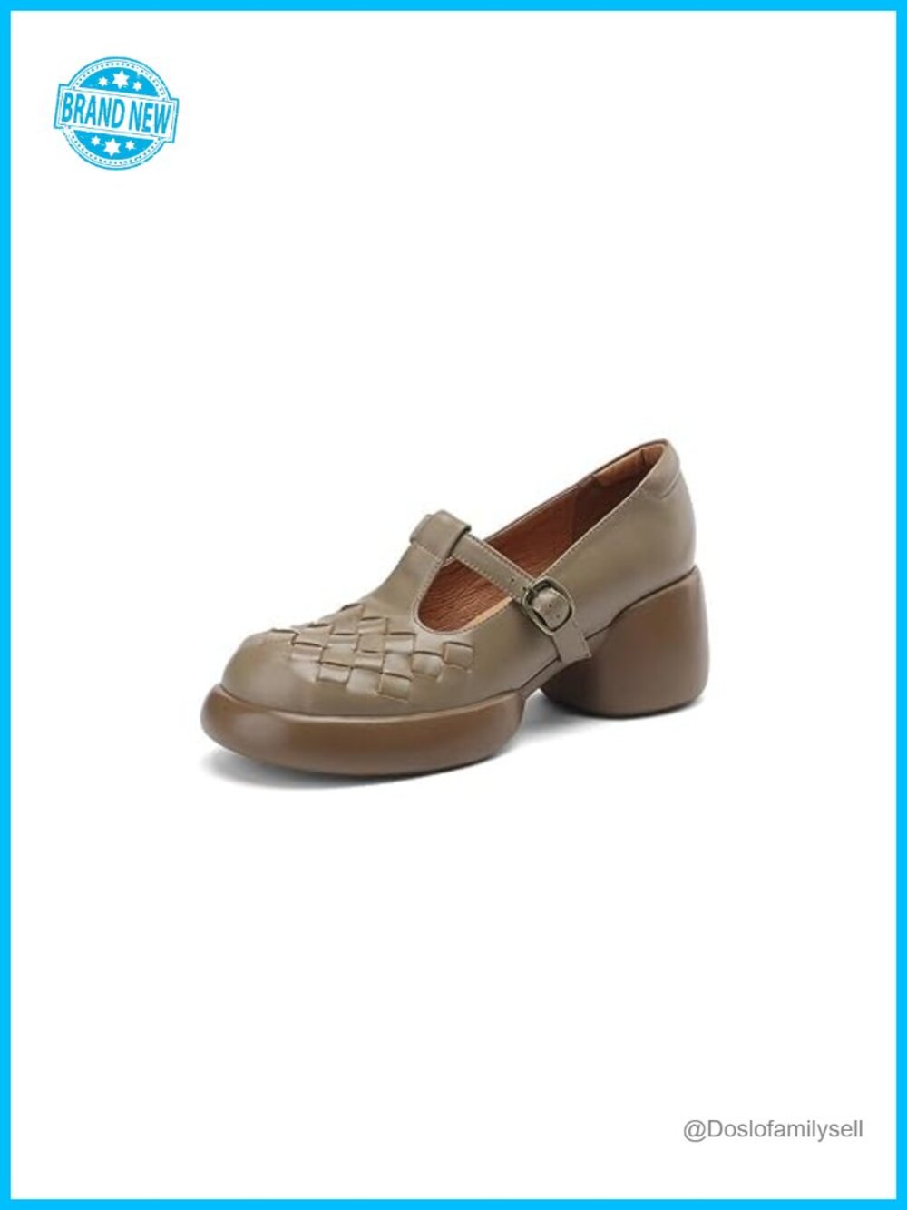 Handmade Genuine Leather Platform Mary Jane Pumps Round Toe Block Heel